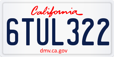 CA license plate 6TUL322