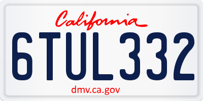 CA license plate 6TUL332