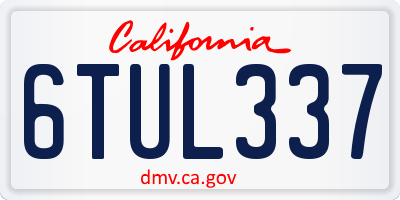 CA license plate 6TUL337