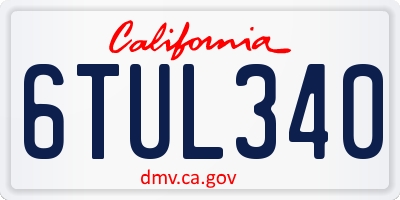 CA license plate 6TUL340