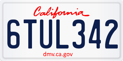 CA license plate 6TUL342