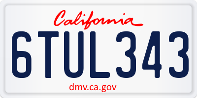 CA license plate 6TUL343