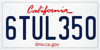 CA license plate 6TUL350