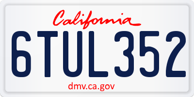 CA license plate 6TUL352
