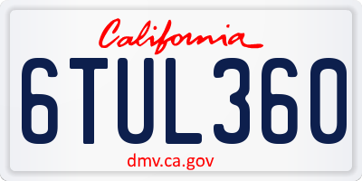 CA license plate 6TUL360