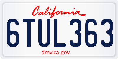 CA license plate 6TUL363