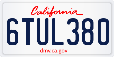 CA license plate 6TUL380