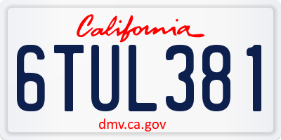 CA license plate 6TUL381