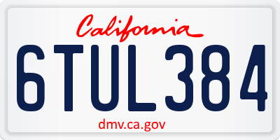 CA license plate 6TUL384