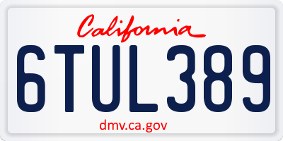 CA license plate 6TUL389