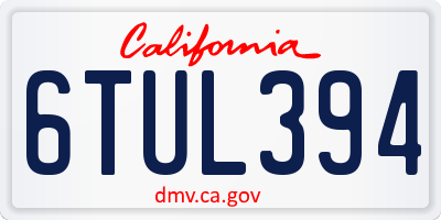 CA license plate 6TUL394