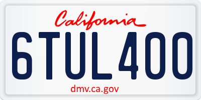 CA license plate 6TUL400