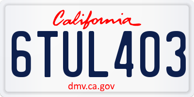 CA license plate 6TUL403