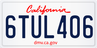 CA license plate 6TUL406