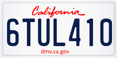CA license plate 6TUL410