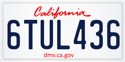 CA license plate 6TUL436