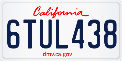 CA license plate 6TUL438