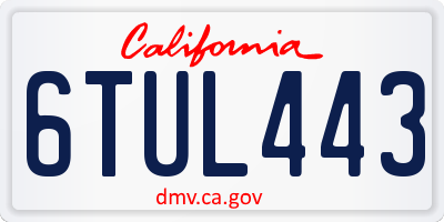 CA license plate 6TUL443