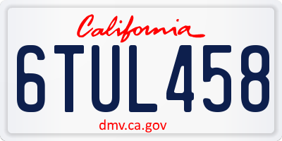 CA license plate 6TUL458