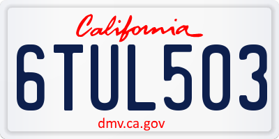 CA license plate 6TUL503