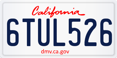 CA license plate 6TUL526