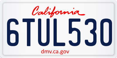 CA license plate 6TUL530