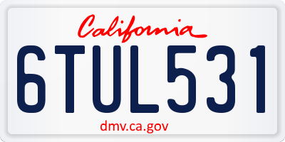 CA license plate 6TUL531