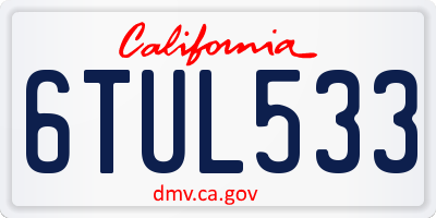 CA license plate 6TUL533