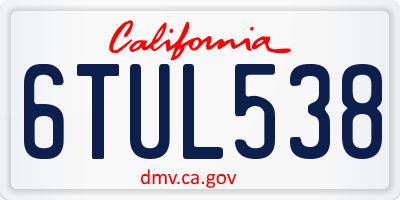 CA license plate 6TUL538