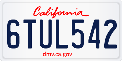 CA license plate 6TUL542
