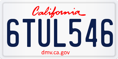 CA license plate 6TUL546