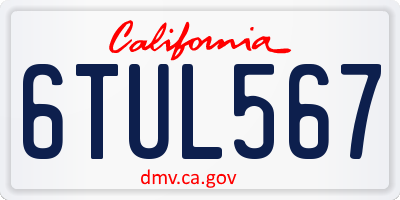 CA license plate 6TUL567