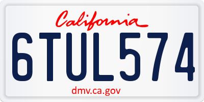 CA license plate 6TUL574