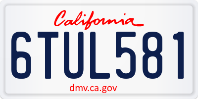 CA license plate 6TUL581