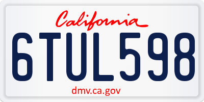 CA license plate 6TUL598