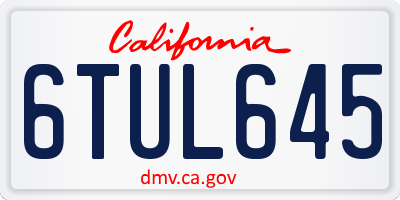 CA license plate 6TUL645