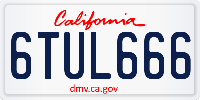 CA license plate 6TUL666