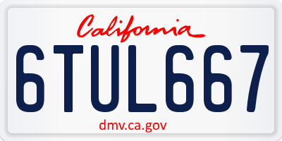 CA license plate 6TUL667