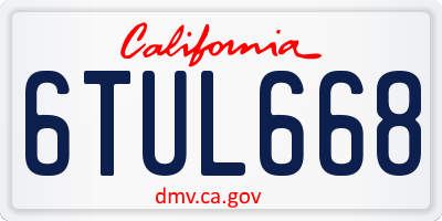 CA license plate 6TUL668