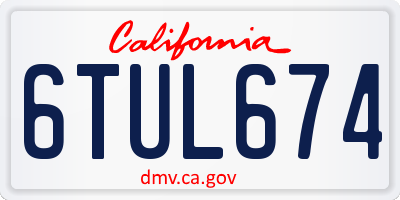 CA license plate 6TUL674