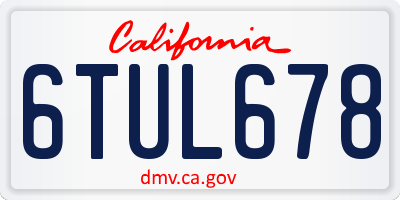 CA license plate 6TUL678