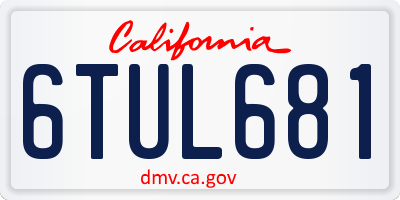 CA license plate 6TUL681