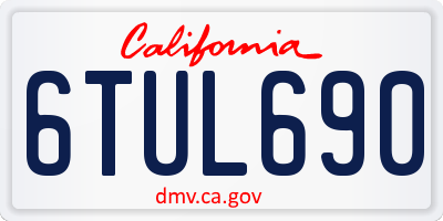 CA license plate 6TUL690