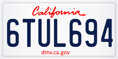 CA license plate 6TUL694