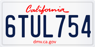 CA license plate 6TUL754