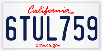 CA license plate 6TUL759