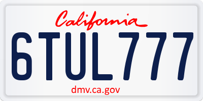 CA license plate 6TUL777