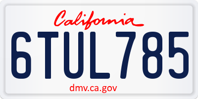 CA license plate 6TUL785