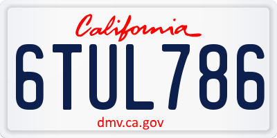CA license plate 6TUL786