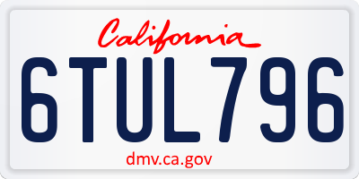 CA license plate 6TUL796